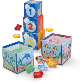 Melissa & Doug Ms. Rachel Sort and Count Nesting and Stacking Blocks Wooden Fish