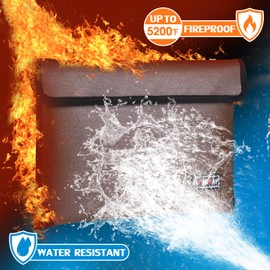 Fireproof Document Bag - with 4200°F Heat Insulated, Waterproof Fireproof Bag with Zipper, 8 Layers of Functional Materials, Fireproof Money Bag for Cash/Documents/Valuables, Fire Bag 11"x7.7" …
