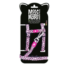 Max and Molly Adjustable Cat Harness and Leash Set - Escape-Proof Cat Harness with Leash for Outdoor Walking and Exploring, Soft, Padded Double Stitched Material (Pink Leopard)
