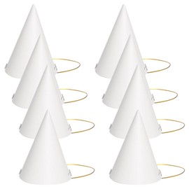 JIHUOO 30 cappelli a cono di carta bianca, per feste di compleanno e vacanze, con cordino elastico