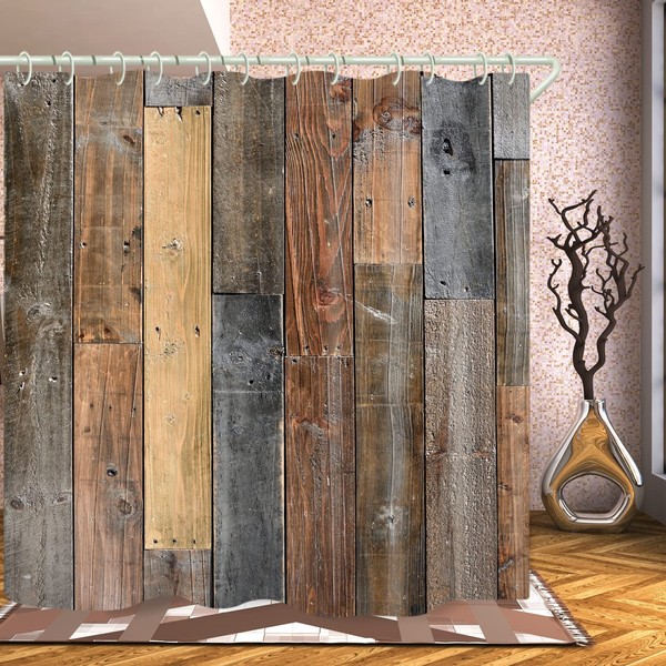 LYFANS Waterproof Polyester Fabric Shower Curtains, Large Width Bright Partition