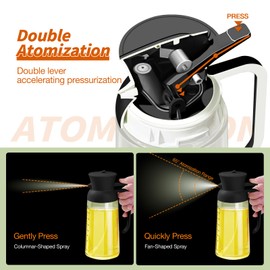 YRRAMATE - 2pcs 18oz/550ml Olive Oil Dispenser for Kitchen - 2 in 1 Oil Sprayer for Cooking - Olive Oil Dispenser and Oil Sprayer - Food-grade Oil Spritzer for Air Fryer, Salad BBQ (Black & White)