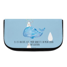 Mr. & Mrs. Panda Whale Confetti Cosmetic Bag, blue, Hand Drawn