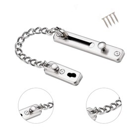 Safety Chain Door Lock Heavy Duty Latch Chain Door Lock with Spring Anti-Theft snap Lock, Stainless Steel Brushed Nickel