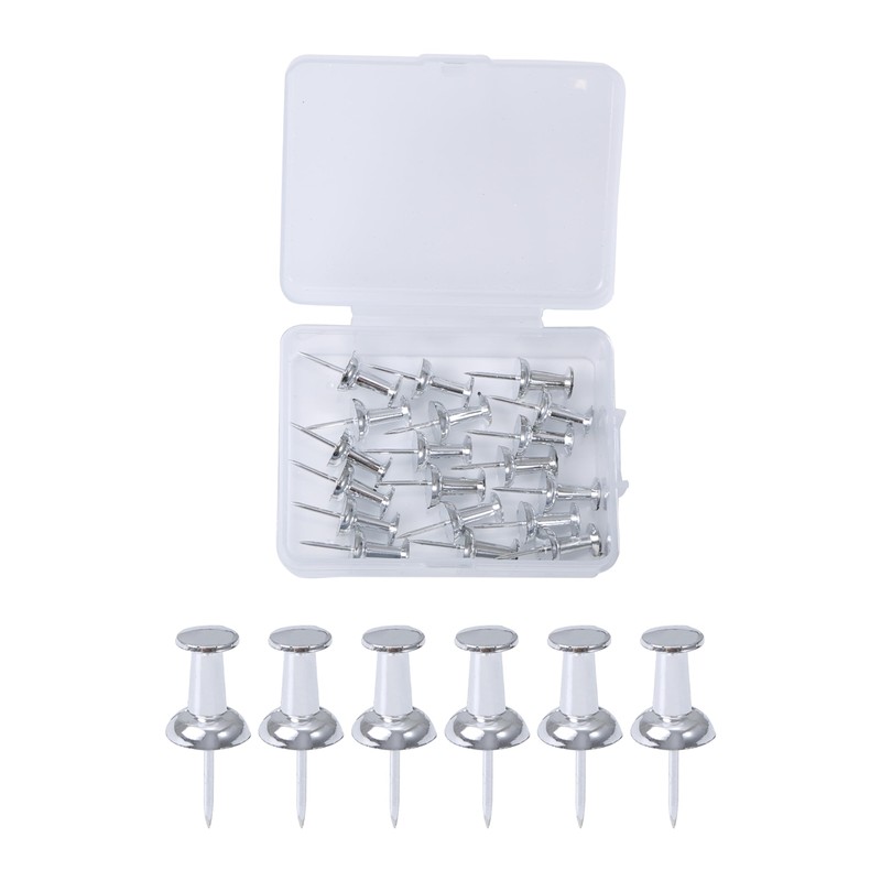 Silver Push Pins, 20 Pcs Metal Thumb Tacks Drawing Pins