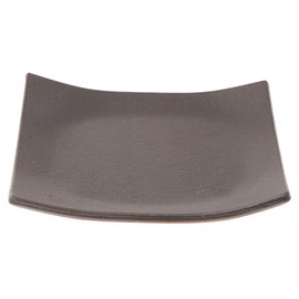 MR-3-4281 Marui Ceramic, Shigaraki Ware Loofah Plate, Plate, Square, Approx. 5.1 inches (13 cm), Flower Pottery, Black