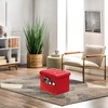 AmasSmile Red Storage Ottoman Folding Foot Rest Stool with Side