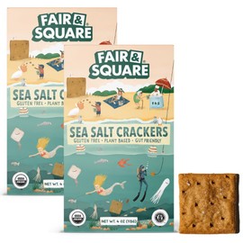 Fair & Square Gluten Free Sea Salt Crackers Powered by Gut Friendly, Prebiotic Banana Flour | Organic, Vegan, Dairy Free, Allergen Friendly, Grain Free, Nut Free, Sugar Free, Kosher | 4 oz (Pack of 2) - Sea Salt Crackers