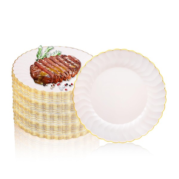 50 Pcs Pink Plastic Plates for Party, 6inch Small Disposable