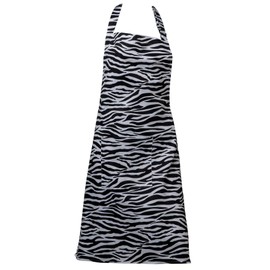 Classic Home Store Zebra Print Bib Apron with Pocket & Adjustable Ties Fun Novelty Kitchen BBQ Pinny (28” x 36”)