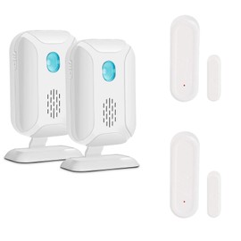 KCYMTONER Wireless Door Open Chime (Operating Range 918FT 36 Chime Tunes 4 Volume Levels LED Flashing Light) 2 Magnetic Door Alarm Sensor, 2 Receiver Battery Operated