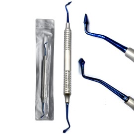 MuskalMed Dental Composite Posterior Burnisher Filling Instrument Duckhead for Posterior Placing, Packing and Contouring Composite Double Ended with Hollow Handle(Titanium Coated Blue)