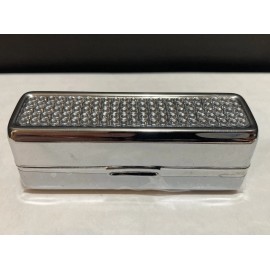Unbranded Metal Jeweled Lipstick Case Holder Storage Box Mirror Purse Pocket Silver