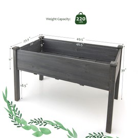S AFSTAR Raised Garden Bed, Elevated Wooden Planter Box, 49.5”L x 23.5”W x 30”H, Outdoor Gardening Planting Bed for Vegetables, Flowers & Herbs Grow, Great for Backyard, Patio, Lawn (Gray)
