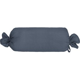 Erwin Müller Bolster Cover Edel-Seersucker Uni Series Wertingen - for the Warm Season, Temperature-Regulating, Easy to Clean, with Ribbon - Anthracite, Size 40 x 15 cm Diameter