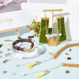 PH PandaHall 680 pcs Mixed Iron Ribbon Ends Sets Bracelet Pinch Crimp Clamps Cord Ends Jewellery Making Findings, Mixed Color,8-25x8x5-8mm, Hole: 1mm