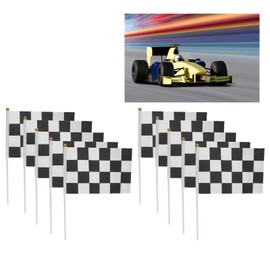 10 Banderas a Cuadros, 8 X 5,5 Pulgadas, Bandera Decorativa en Blanco Y Negro, Banderas de Carreras que Agitan la Mano, Bricolaje para Carreras de Coches de Control Remoto, Deportes, Fiestas en Casa,