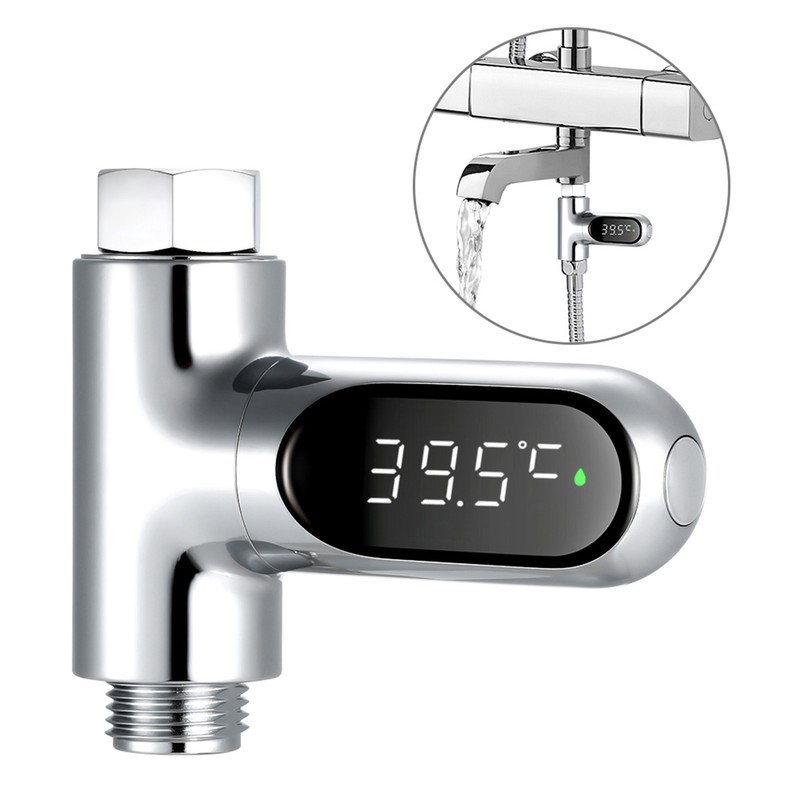 LED Display Water Meter Digital Shower Thermometer Bath Temperature Monitor