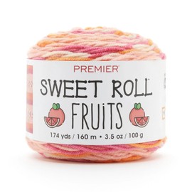 Premier Yarns Sweet Roll Fruits Yarn, Premium Yarn for Crocheting and Knitting, Made of Acrylic, Pink Grapefruit, 3.5 oz, 174 yards