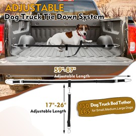 Heavy Duty Dog Leash System - Truck Bed Barrier & Pick-Up Restraint Lead for Dogs Up to 150lbs