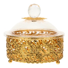 Luxshiny Vintage Candy Jar: European Style Candy Storage Box with Lid for Fruits, Nuts, Snack, Sweets, and Desserts - Golden