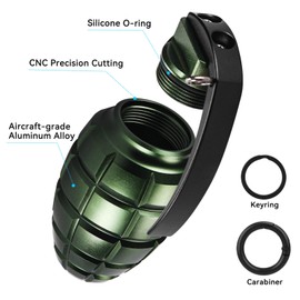 Aufew Keychain Pill Container Waterproof Portable Small Pill Case Durable Aluminum Travel Pill Box with Carabiner for Medication, Vitamins, Outdoor Use - Green