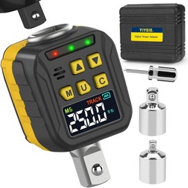 【Mother's Day】1/2" Drive Digital Torque Adapter, 12.5-250Ft-lb/17-340 Nm, Color LCD Display, Digital Torque Wrench Adapter with ±2% Accuracy, Torque Wrench Calibration Tool for Torque Meter for Auto,Moto:_7.4-147.5 Ft-lb/10-200 Nm