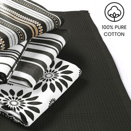 CottonCove Assorted Kitchen Towels Large 16x26 inches 100% Cotton Set of 5 - Soft Absorbent Washable Tea Towels for Kitchen - Dish Cloths Towels with Hanging Loop - Quick Drying Dish Towels Red