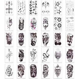 Nivofu Tatuajes Realistas Temporales para Brazos, Tattoo Falso Negro para Brazo, Tatuaje de Hombro, Tatuajes Temporales a Prueba de Agua, Impermeable, Para Hombres y Mujeres