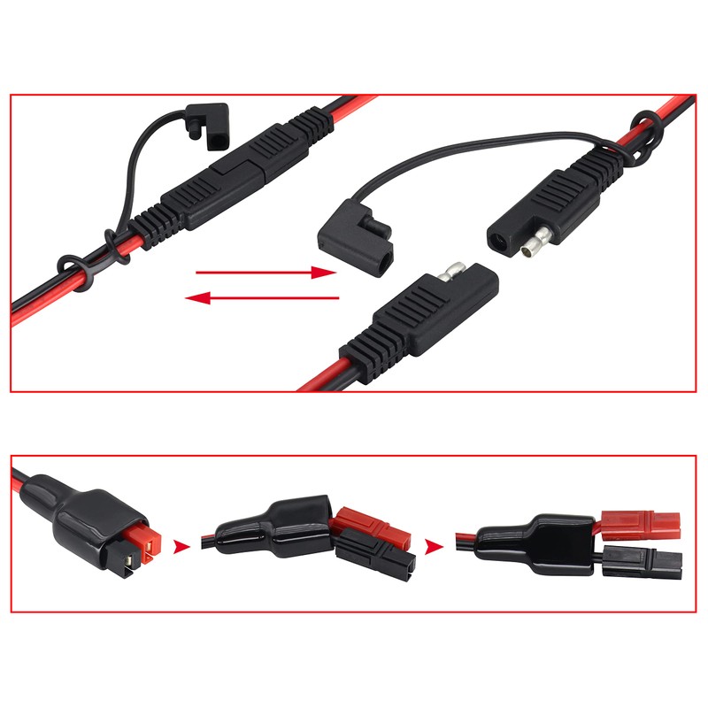 HCFeng 12AWG SAE to an-der-Son Cable Solar to SAE Extension