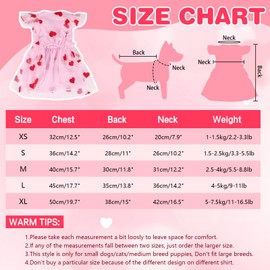 Yaopelky Cute Dog Dresses Princess Heart Flower Pet Clothing for Cats Small Medium Dogs Breathable Puppy Tulle Dress Pet Outfit for Yorkie Teddy Chihuahua Clothes (Pink-Heart, S(1.5-2.5kg))
