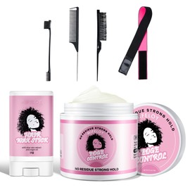 6 Pcs Wig Kit for Lace Front Wigs for Beginners Cosplay Women Girls, 113g Edge Control Wax Pomade Styling Gel, 15g Hair Wax Stick, Teasing Brush, Rat Tail Comb, Edge Brush, Elastic Wig Band, Black