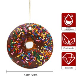 velumair Chocolate Donut with Sprinkles Christmas Ornaments 2024 Ceramics Ornaments for Christmas Trees Home Holiday Party Food Decor 2.7 in