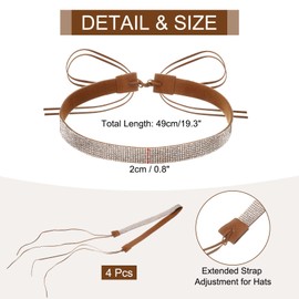 sourcing map 4 PCS Rhinestone Hat Band Cowboy Hat Bands Adjustable Western Accessories for Women Men Caps (Silver)