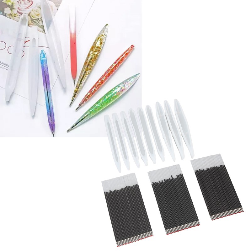 9Pcs Pen Resin Molds Silicone Smoothing Durable Easy Removal Ballpoint