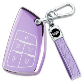 Joouheax for Chevy Key Fob Cover with Keychain, 5 Button Soft TPU Full Protection Car Key Case Compatible with Chevy 2021 2022 2023 2024 2025 Tahoe Sierra Suburban GMC Yukon Denali Silverado, Purple