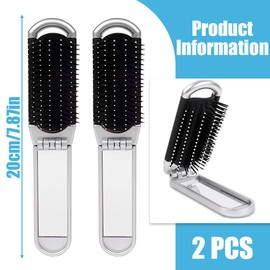 2er-Pack Mini-Kamm, Kamm mit Reisespiegel, Reisekamm für unterwegs, faltbarer Stylingkamm für Jungen und Mädchen, silberfarben.