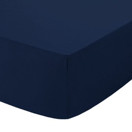 ZSYY Breathable, Anti Wrinkle, Durable | 40cm Deep Pocket Fitted Bed Sheets | Bedding & Linen Easy Iron All Seasons 52% Polyester 48% Cotton Polycotton (Navy, Double)
