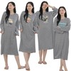 Women's Striped Bear Four-Way Stretch Long One-Piece Pajama Dress - Oversized Plus Size Spring Homewear for Juniors Striped Long OPS Skate Black/FREE