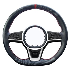 Eangzia Funda de volante de fibra de carbono personalizada de piel de microfibra para Nissan Altima 2019-2022/Rogue 2017-2020/Kicks Leaf 2018-2023/sentra Versa 2020-2022, accesorios interiores negros