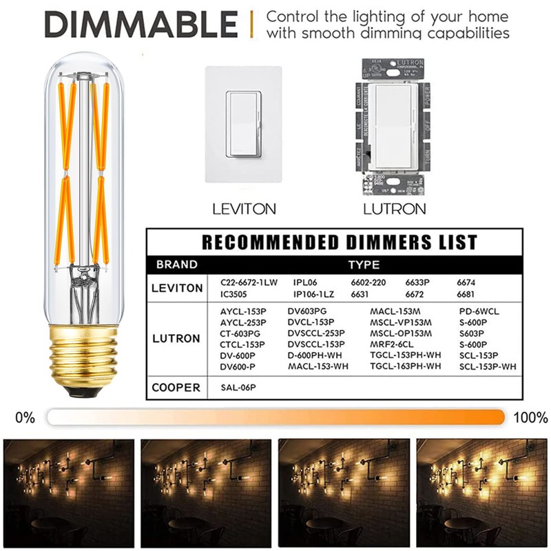T10 Led Bulb 8W Dimmable E26 Led Tubular Bulbs Soft