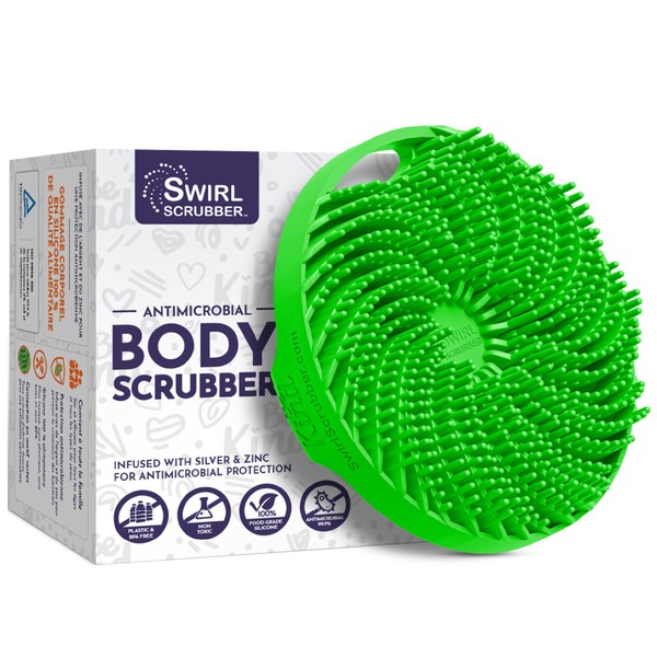 Swirl Scrubber: Antimicrobial Silicone Body Scrubber - Green - Shower