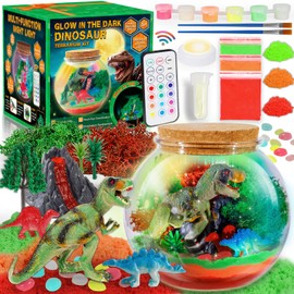 Dinosaur Terrarium Kit for Kids - Arts & Crafts Activities Sets With Glow in The Dark Painting - DIY Dino Toys Birthday Gifts for Boys Age 5, 6, 7, 8, 9, 10, 11 & 12 Year Old(Dinosaur Terrarium)