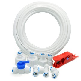 1/4" OD recto rápido a 3/4" / 1/2" / 1/4" hembra conectar a presión para conectar tubo de agua, 9 piezas + tubo blanco de agua RO de 1/4", 20 m (64 pies)