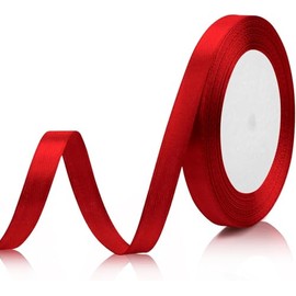 3/8 Inch 25 Yards of Red Ribbon for Tree Ribbon Decorations, Thin Christmas Ribbon, Red Ribbon for Gift Wrapping