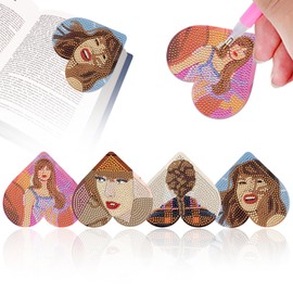 MUAECH 4 Packs Diamond Art Bookmarks, Taylor Merch, Cute Book Marks for Book Lovers, DIY Diamond Painting Making Corner Bookmark Kits, Diamond Art Kits Taylor Gifts for Reading Women, Adults, Kids