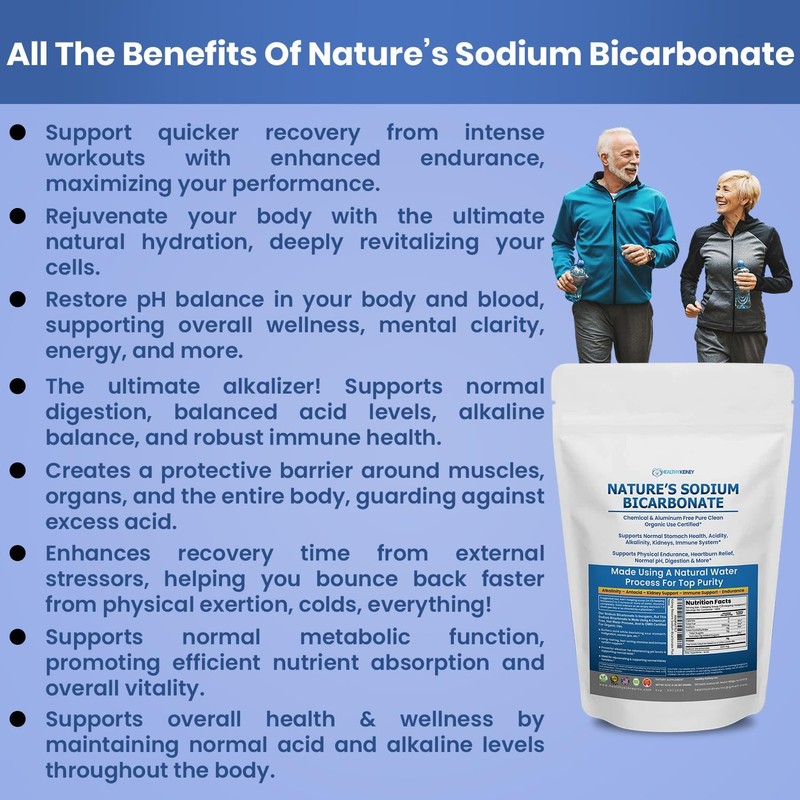 Nature’s Sodium Bicarbonate Organic Use Aluminum Free Baking Soda. No
