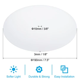 PATIKIL Lampshade Diffuser, 7.5" Diameter with 3/8" Center Hole Round Diffuser for Drum Lampshades Pendants Light Fits 8-8.5" Openings, Frosted White