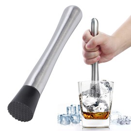 Cocoarm Edelstahl Cocktail Muddler Bar Mixer Stick 21 cm Eiscrushing -Stange Zum Mischen von Mashing -Früchten Getränke mit Ergonomischem Griff Tragbares Leichtgewicht