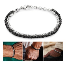KUOAEAYE Pulsera De Acero Inoxidable hombre Con Doble Color moda Ajustable.Regalos Para Novio,hombres,papá,parejas,para el Día del Padre